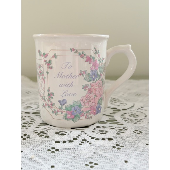 Other - To Mother With Love Floral Ceramic Coffee Mug Pink Interior Vintage Style Gift